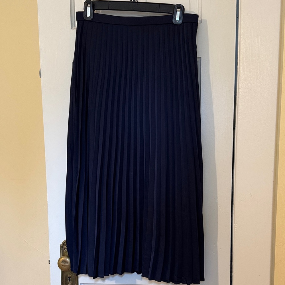 J. Crew Dark Blue A-Line Pleated Skirt